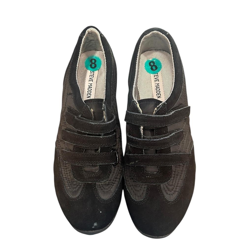 Steve Madden Womens Black Comfort‎ Sneakers Size 8 Three Strap Athletic Shoes
